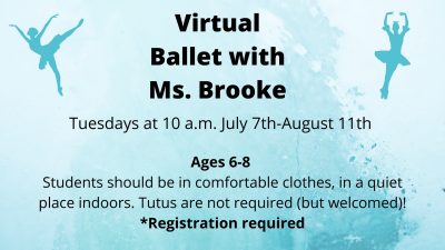 Virtual Ballet with Ms. Brooke (ages 6-8) @ West Warwick Public Library